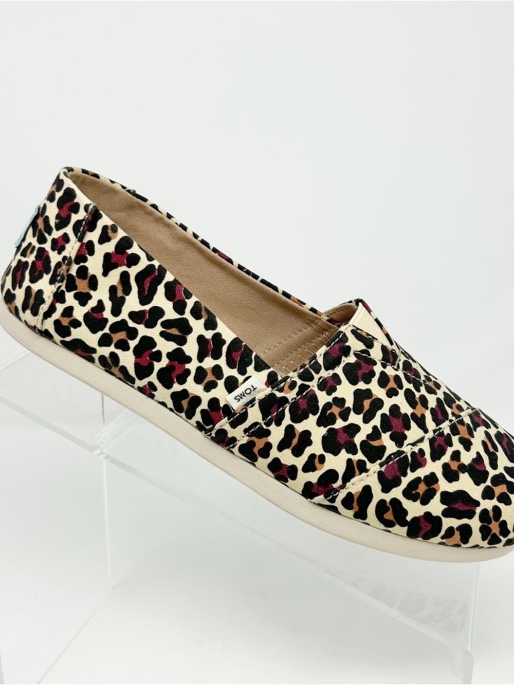 TOMS Alpargata Womens Slip-On Espadrille Flats Brown Tan Leopard Print Size 7